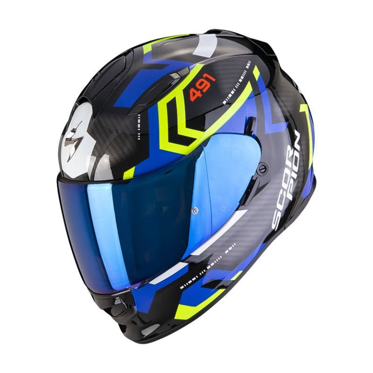 SCORPION Casco EXO-491 Spin Negro/Azul/Amarillo Fluor
