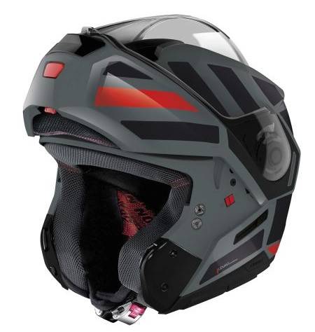 NOLAN Casco N90-3 Laneway N-Com Gris/Negro/Rojo (42)
