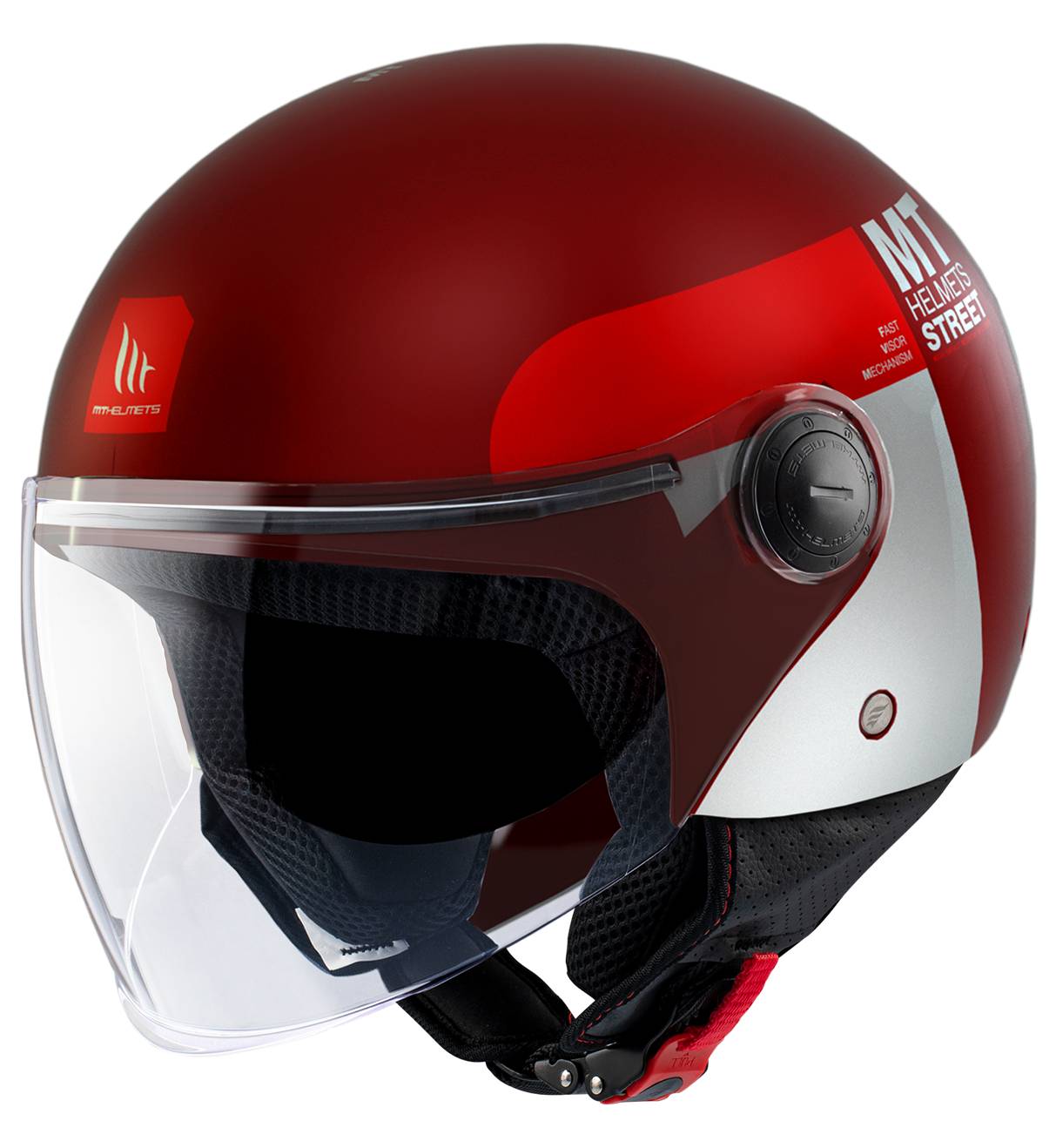 MT Casco Street Inboard Rojo/Blanco Mate (C5)