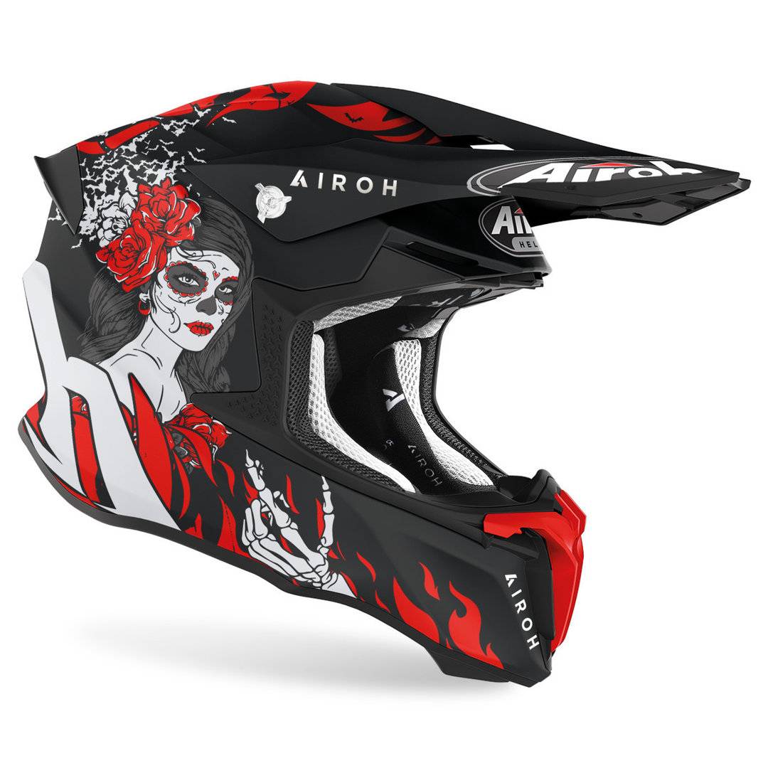 AIROH Casco Twist 2.0 Hell Negro Mate/Rojo/Blanco