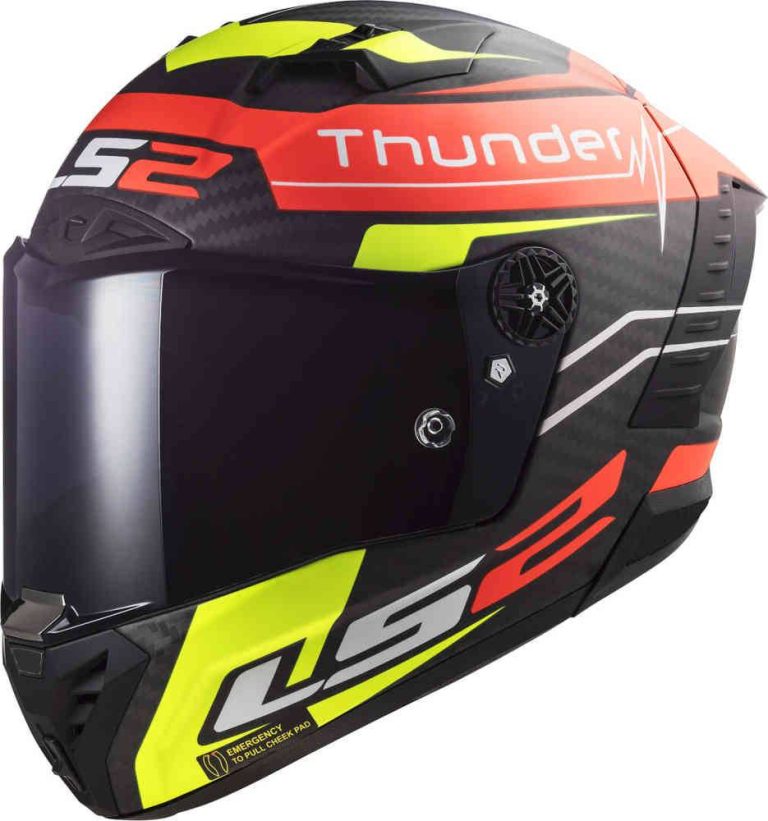 LS2 Casco FF805 Thunder Carbon Attack Rojo Mate/Amarillo Fluor